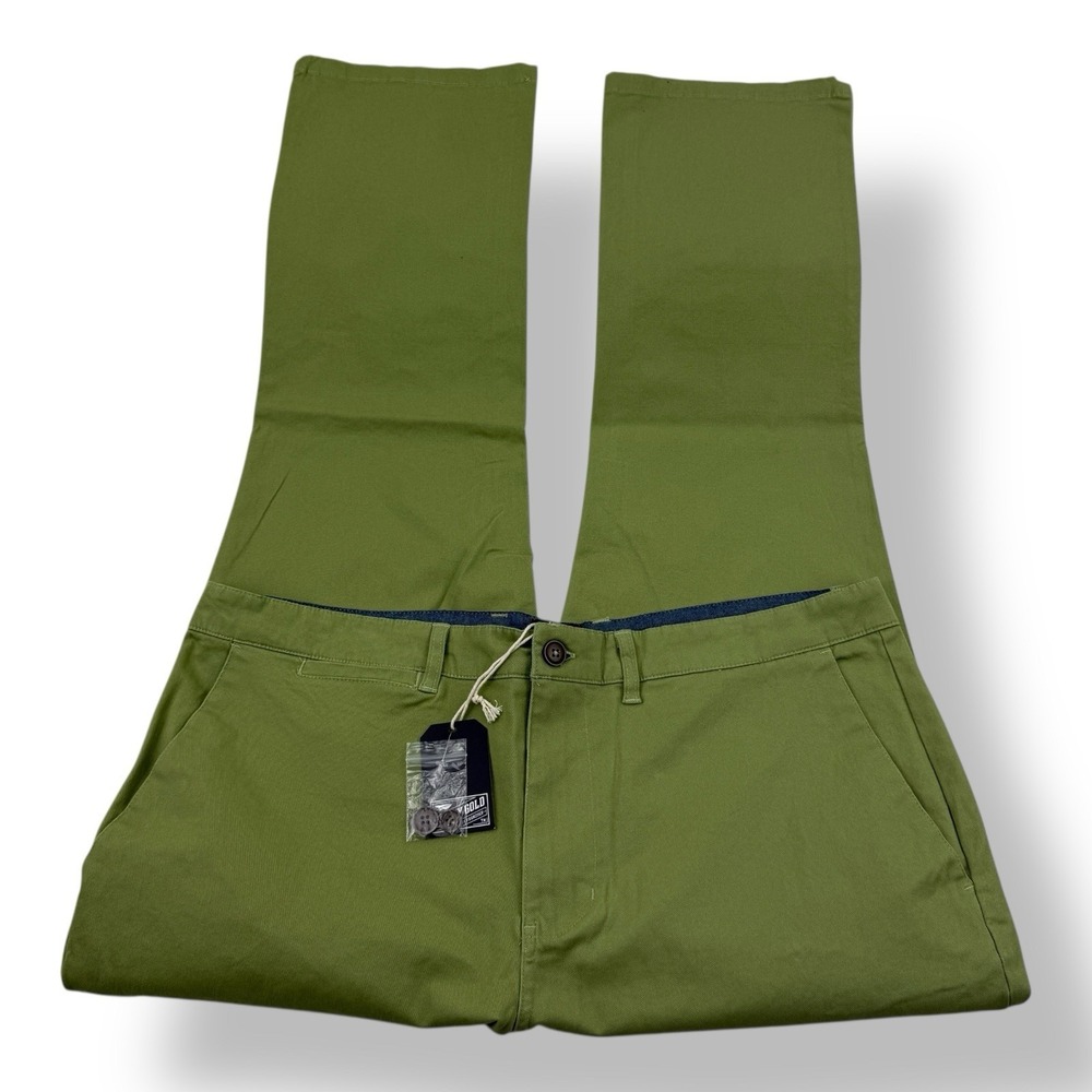 Benny Gold Green Cotton Elastane Flat Front Chino Pants Men's Size‎ 40x30 NWT